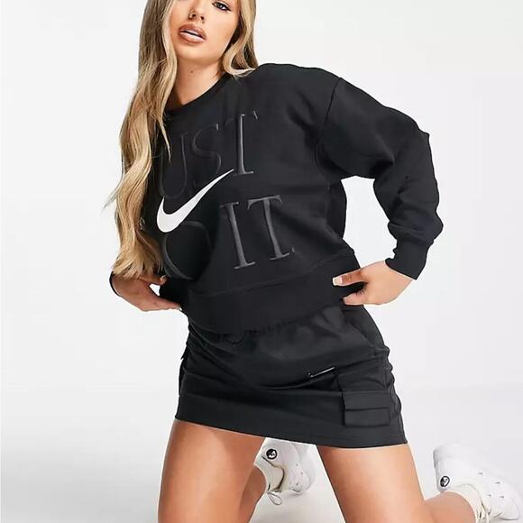 Nike Tops - Nike Just Do It Dri-Fit Get Fit Black Cropped Crewneck Sweater - size S
